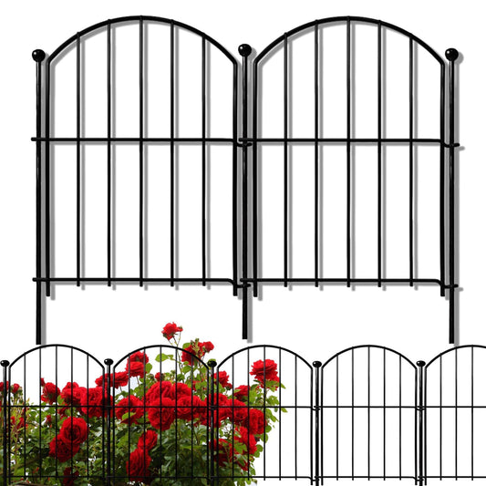 Decorative Garden Fence 17in x10ft, 10 Pack Rustproof Metal No Dig Fence Animal Barrier for Dog