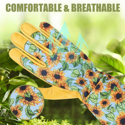 Long Gardening Gloves for Women Thorn Proof,Rose Pruning Cowhide Leather Garden Gloves for Cactus