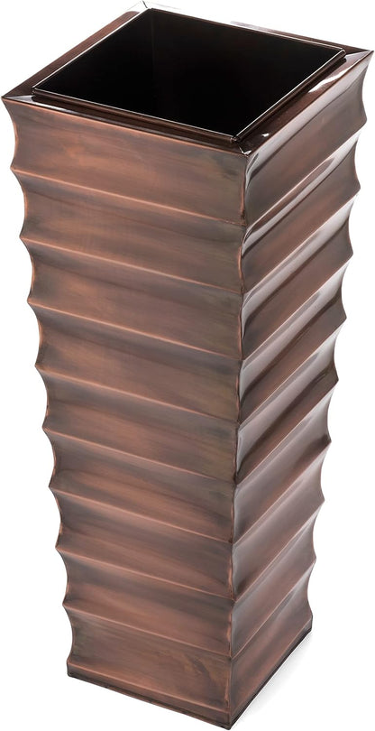 H Potter Copper Ribbed Planter Large for Outdoor Indoor Plants Small Spaces Entryway Patio Porch