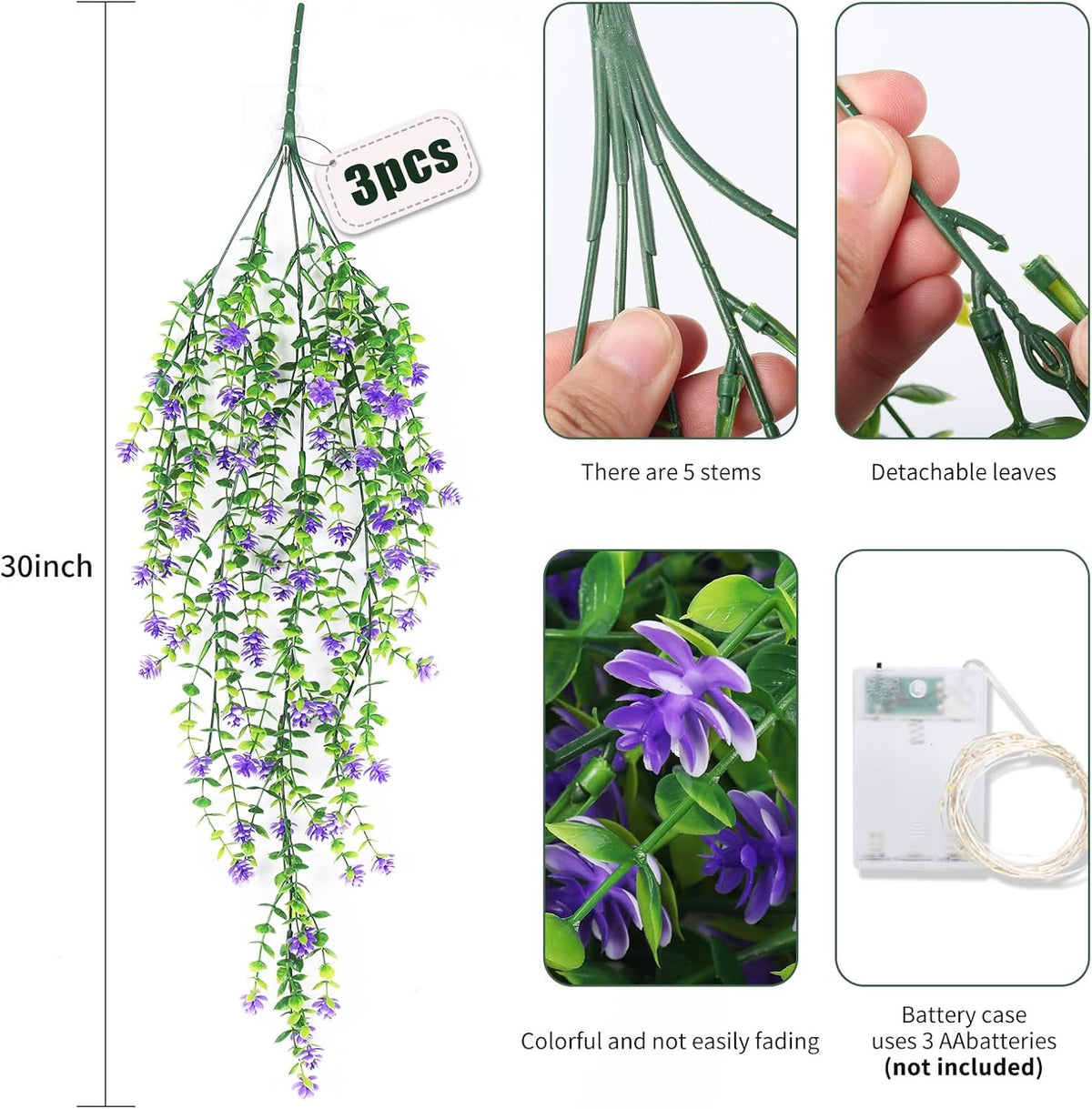 RECUTMS Artificial Hanging Plants Fake Hanging Plant Faux Hanging Plants UV Resistant Plastic