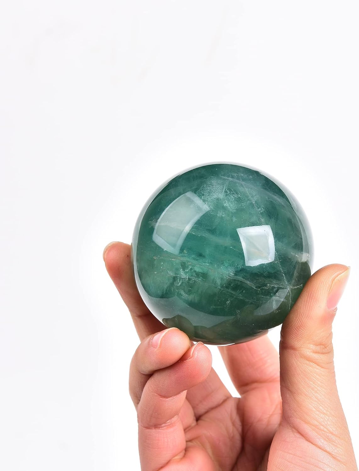 JIC Gem Small Natural Fluorite Crystal Ball Green Purple Quartz Healing Gemstone Sphere with