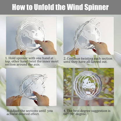 4Pack 8inch Sublimation Wind Spinner Blanks 3D Aluminum Metal Wind Sculpture Kinetic Spinners for