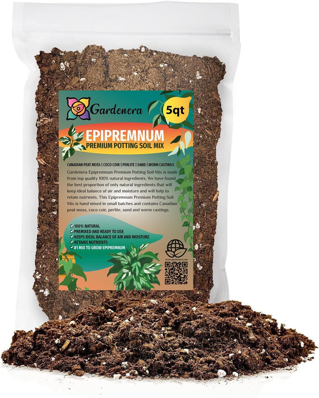 Premium Epipremnum Plant Soil Mix by Gardenera - Stimulate Growth and Elevate Foliage Beauty with