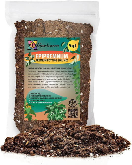Premium Epipremnum Plant Soil Mix by Gardenera - Stimulate Growth and Elevate Foliage Beauty with