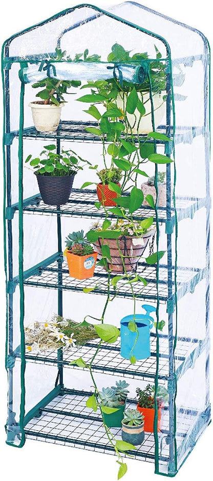 Worth Garden 5 Tier Mini Greenhouse - 75'' H x 27'' L x 19'' W - Sturdy Portable Gardening Shelves