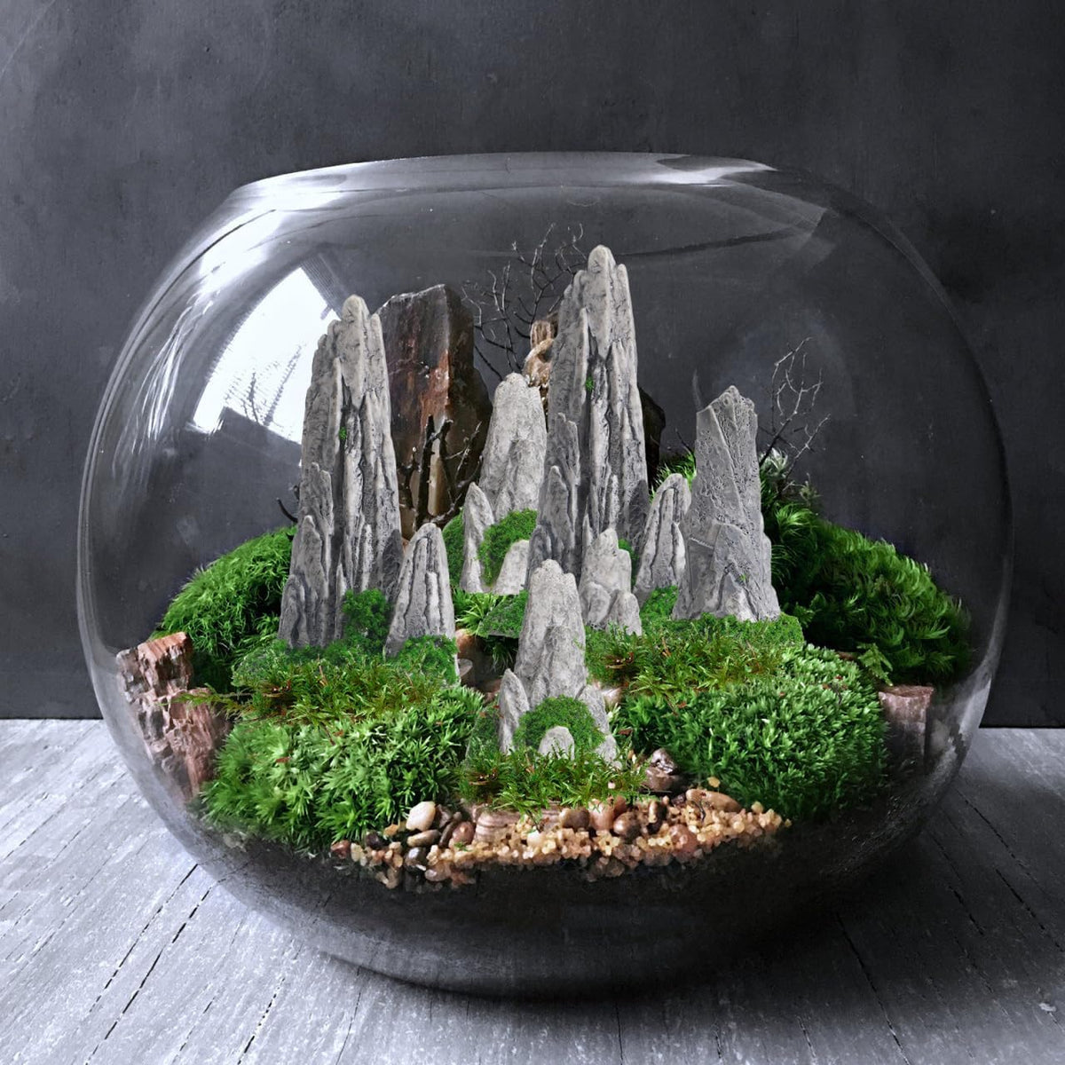 Mipcase Mini Zen Garden Accessories 8pcs Resin Mountain Decor Figures Mini Zen Garden Decor for