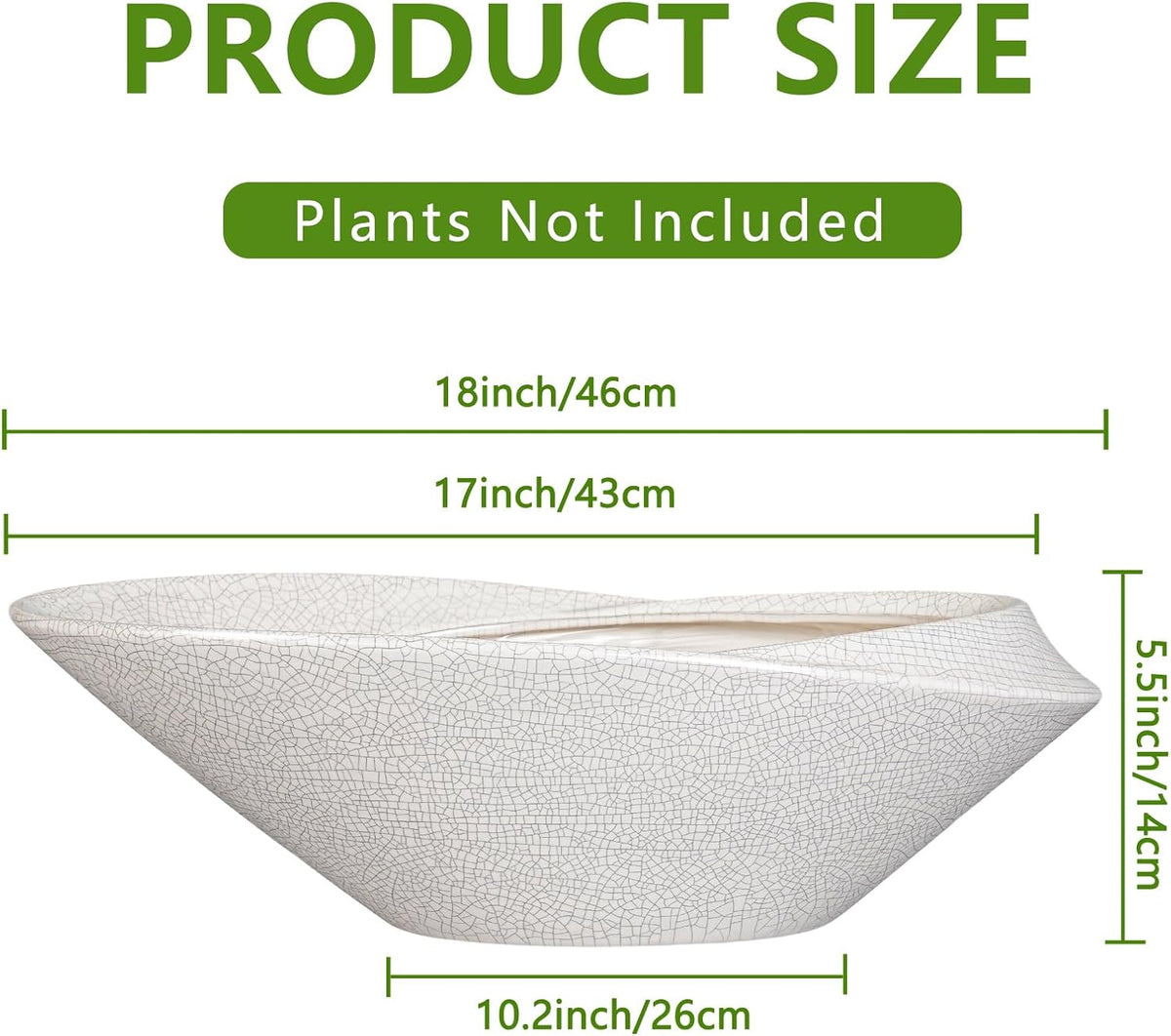 Bonsai Pots - 18 Inch Ceramic Plant Pot for Bonsai Tree, Modern Indoor & Outdoor Succulent Planter