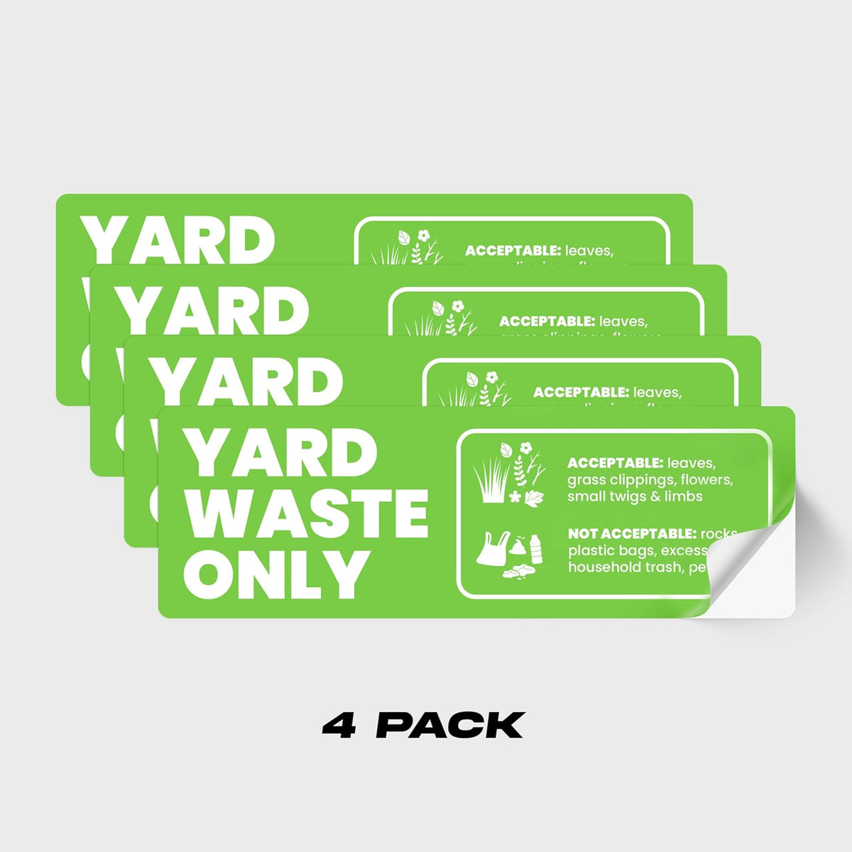 Yard Waste Sticker - Yard Waste Bin Sign - with Helpful Tips and Do & Don't Reminder - 3-5 Year