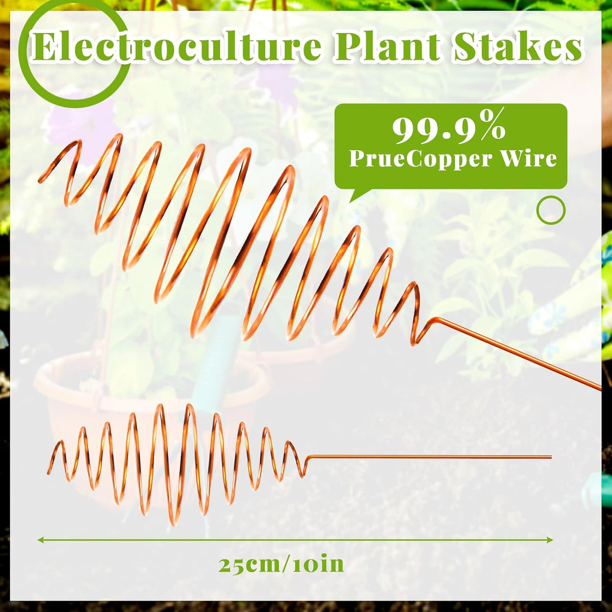 NACHLYNN 6 Pack Electroculture Plant Stakes Pure Long Copper Garden Stakes Soft Copper Electro