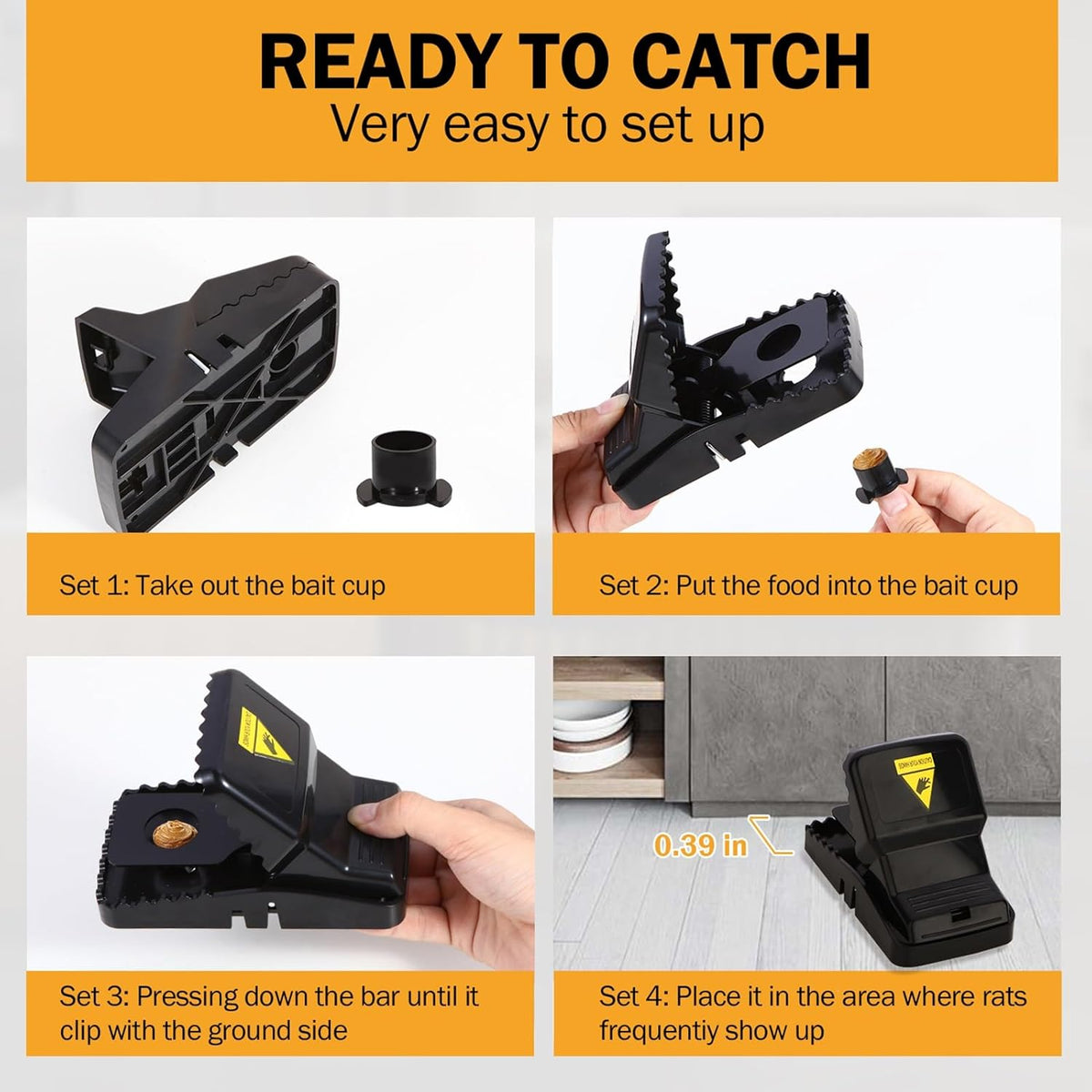 Feeke Rat Trap, Large Mouse Traps, Mouse Traps Indoor for Home, Instant Kill Traps for Mouse Rat