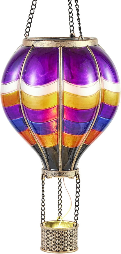 TERESA'S COLLECTIONS Hot Air Balloon Solar Lantern for Halloween Garden Decor, Flickering Flame