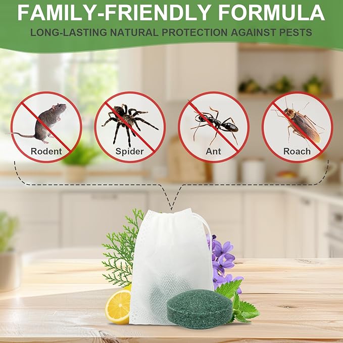 Mouse Rodent Repellent, 24pcs Peppermint Lemon Oil Mice Repellent for Squirrel Rats Spider Pests