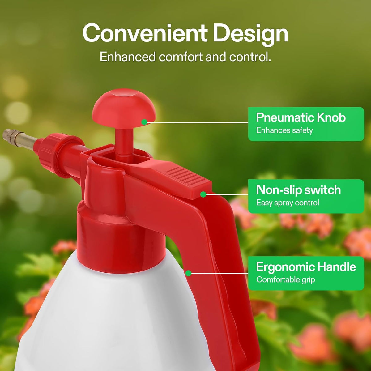 VIVOSUN 50oz Pump Sprayer, Handheld Garden Water Sprayer Bottle with Adjustable Brass Nozzle, for