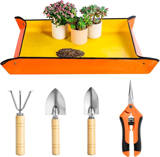 Josteve Plant Repotting Mat, 5Pcs Succulent Tools Mini Garden Small Gardening Tools Indoor, Pruning