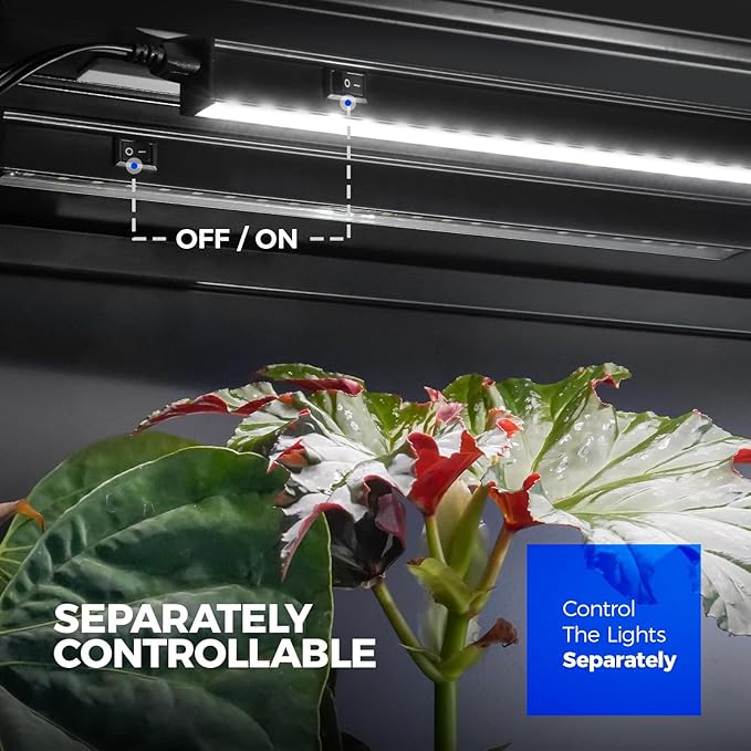 Barrina T5 Grow Lights for Indoor Plants, 2FT 80W(8 x 10W) Black Cover LED Plant Growing Lamp, Full
