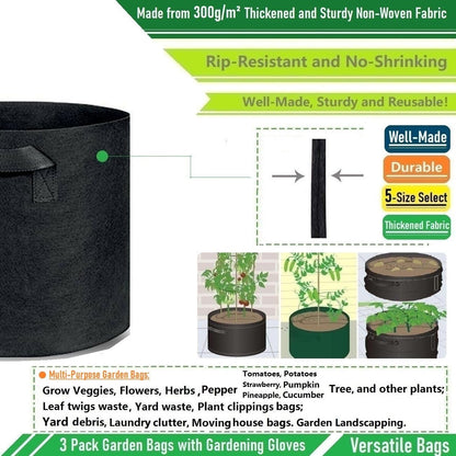 3-Pack 40 Gallon Thickened Plant Grow Bags Large (28x16 in) Heavy Duty Garden Bag Fabric Plant Pots