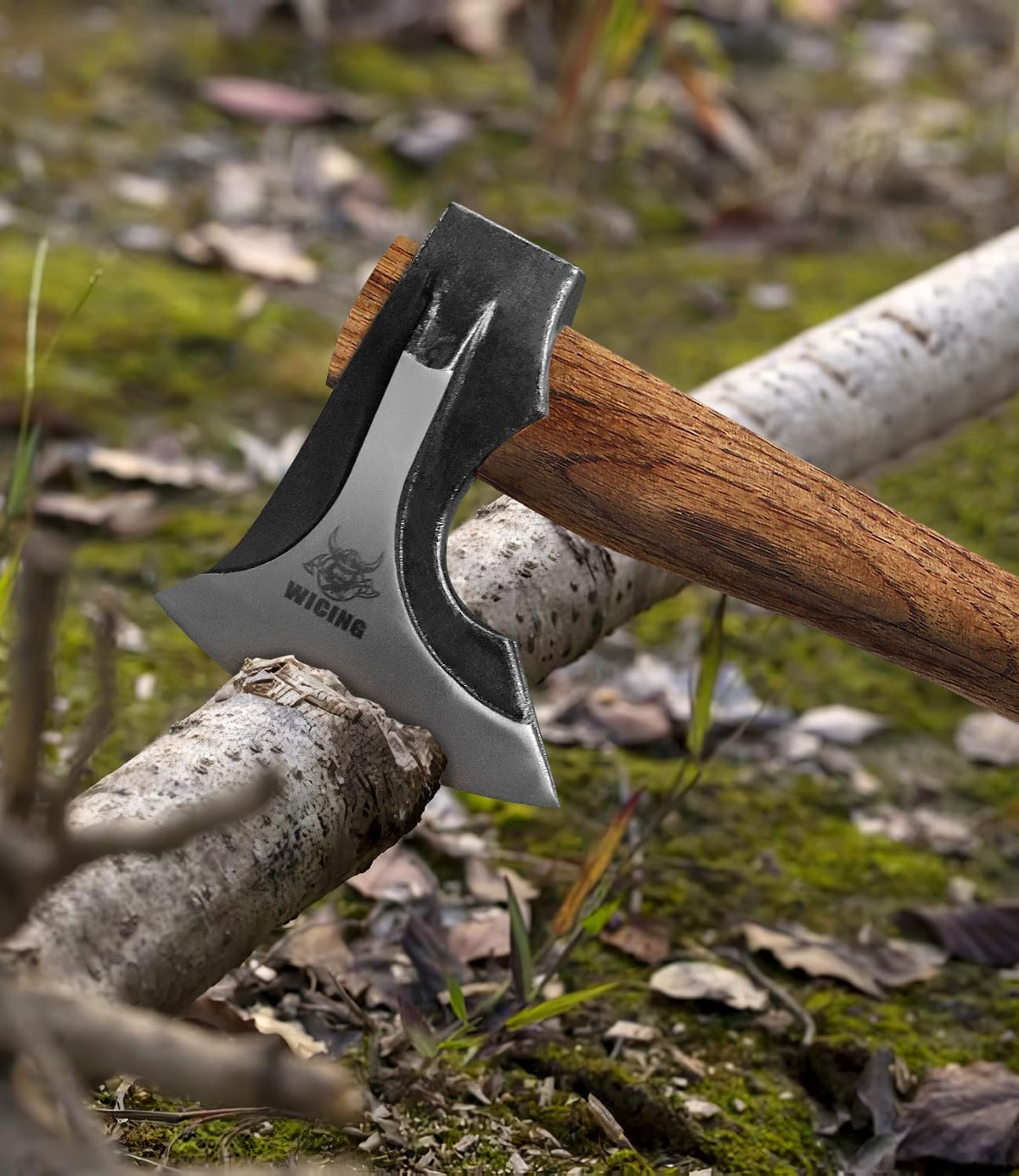Camping Hatchet, 14.2-inch Splitting Axe with Leather Sheath, Chopping Axe 1065 High Manganese