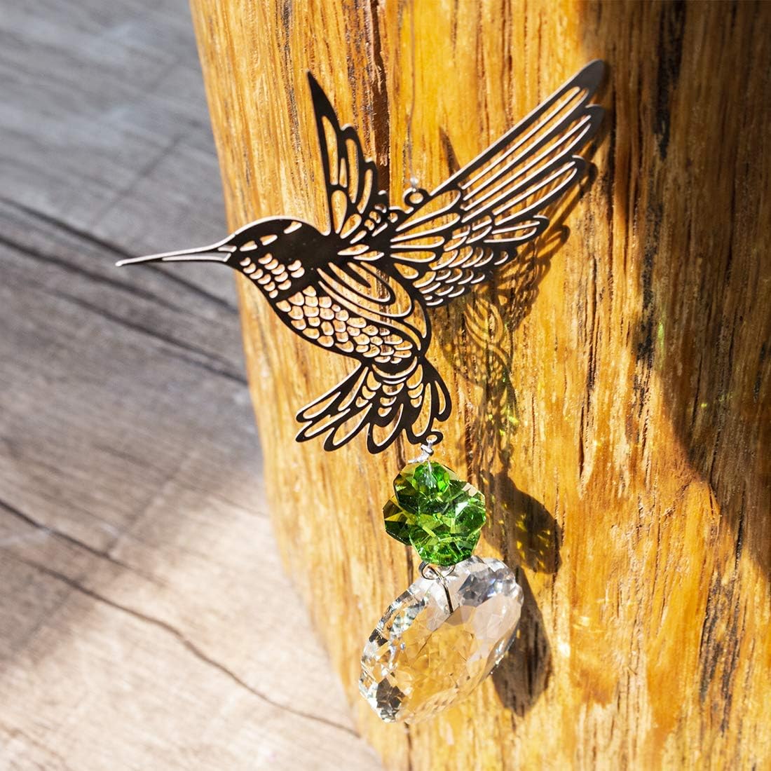 H&D HYALINE & DORA Glass Crystal Flower Prism Rainbow Maker Hummingbird Hanging Window Sun Catcher