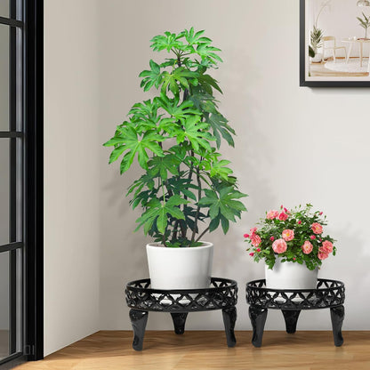 Metal Plant Stand Indoor Outdoor,2 Pack Heavy Duty Iron Plant Stands for Indoor/Outdoor,Low Round