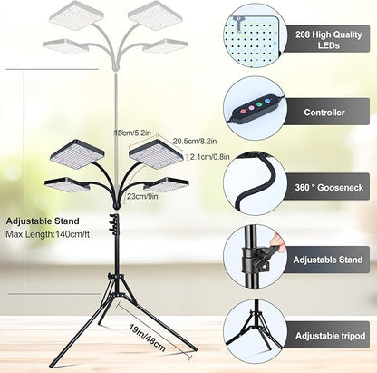 Grow Light with Stand, Orchbloom Grow Lights for Indoor Plants 100W, Natural Sunlight Full Spectrum