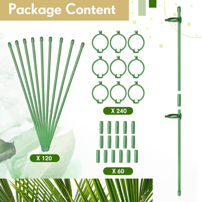 meekoo 120 Pcs Adjustable Garden Plant Support Stakes Single Stem Plant Cage Support Rings with