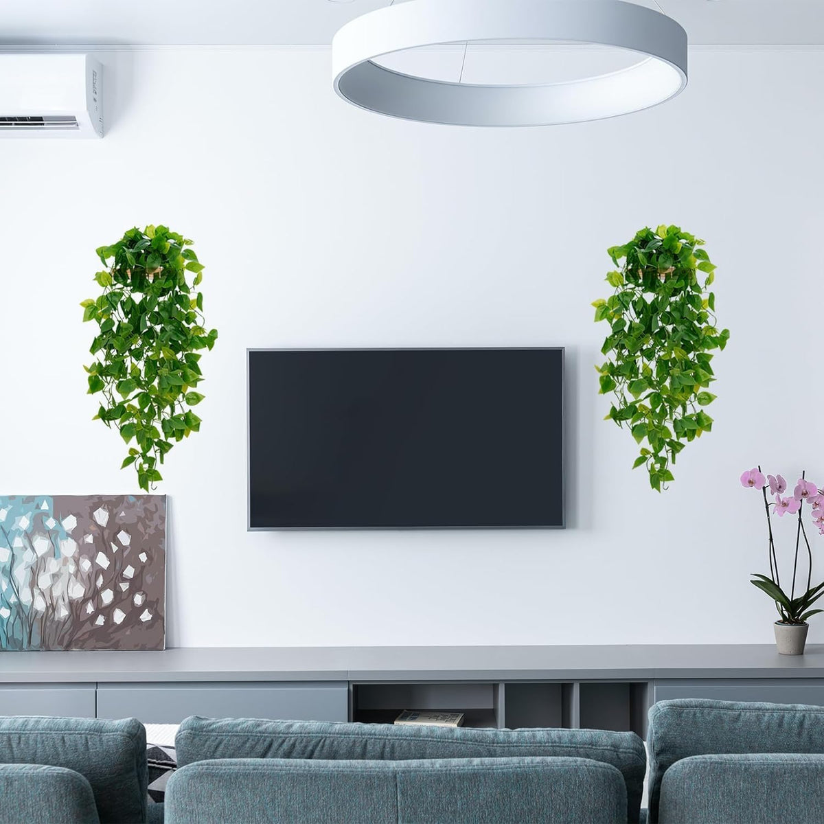 BLEUM CADE Fake Hanging Plants, 4pcs Artificial Hanging Plant, Faux Pothos Vines Hanging Plant