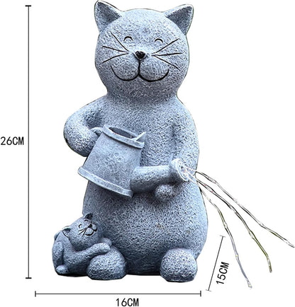 Solar Cat Garden Statues Outdoor Decor with LED Lights Lovely Cat Statue for Patio Balcony Yard
