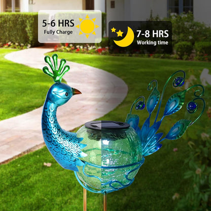 Solar Lantern Outdoor Decorative Waterproof LED Solar Lights Peacock Tabletop Lamp for Outdoor