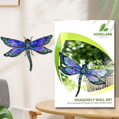 HONGLAND Metal Dragonfly Decor, Dragonfly Outdoor Wall Decor, Metal Wall Art, Wall Sculptures Gifts