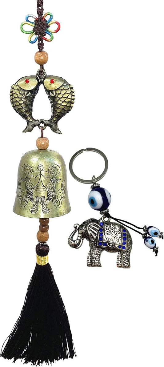 Betterdecor Traditional Lucky Feng Shui Wind Chime Bell Hanging Ornament Decoration for Protection