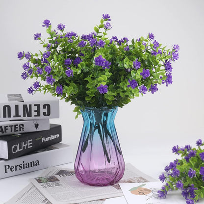 12 Bundles Artificial Flowers Faux Outdoor Plastic Plants UV Resistant Shrubs,Artificial Plants