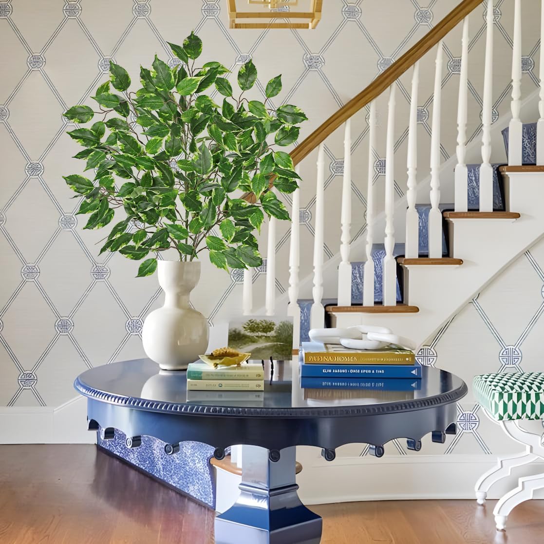 Ficus Leaves Artificial Branches 41.3" Faux Ficus Tree Branches Fake Greenery Plant Spray for Tree