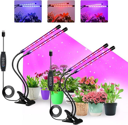 Grow Lights for Indoor Plants, Full Spectrum LED Plant Lamps with Clips and 3m Cables for Seeding