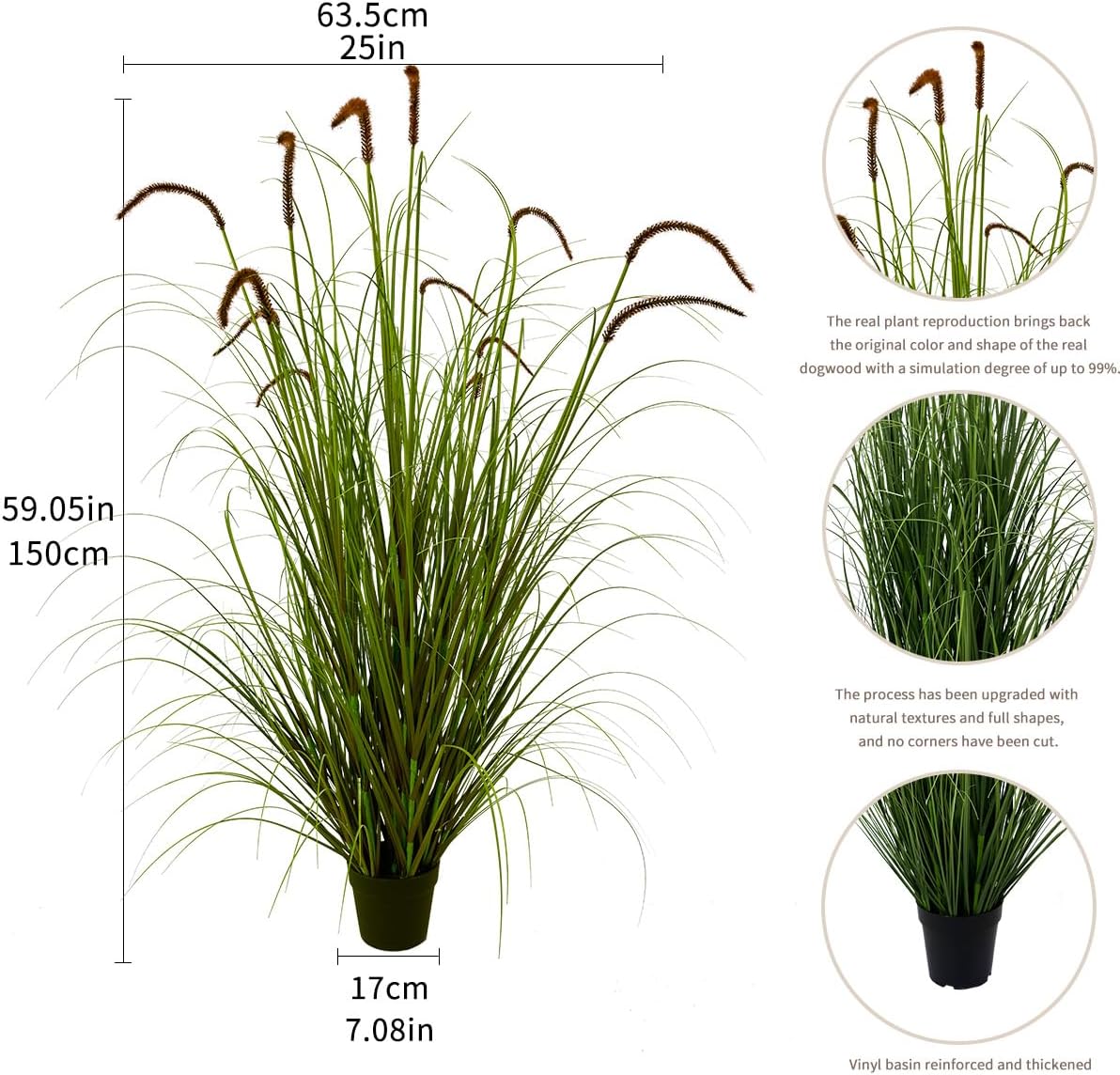 Artificial Plant 5ft(1pack) Tall Artificial Grass Plant,Faux Plants Indoor Home Decorative