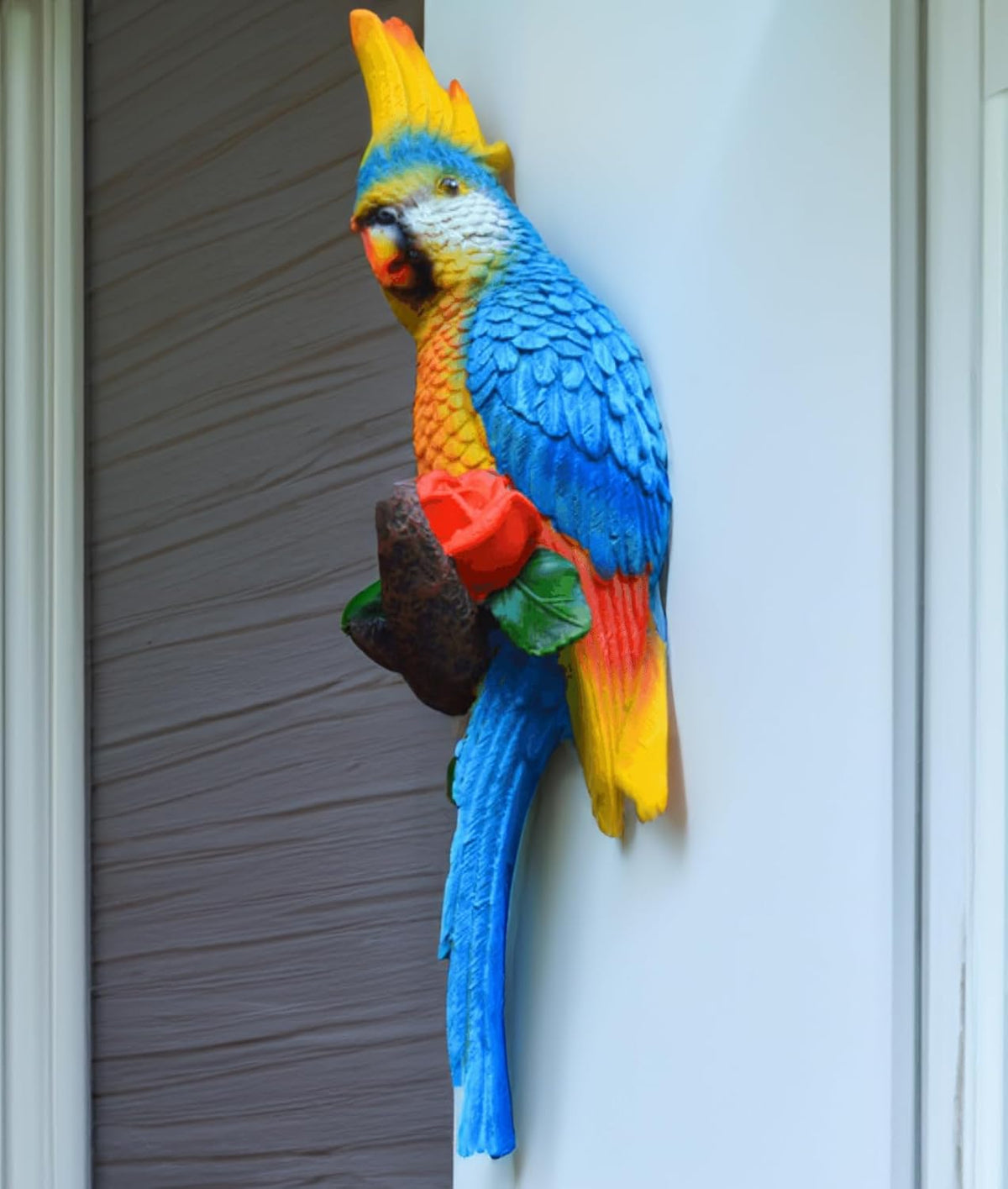 Tropical Hanging Parrot Decor,Resin Bird Figurines,Real Bird Statues,Home Ornament Decor for Tiki