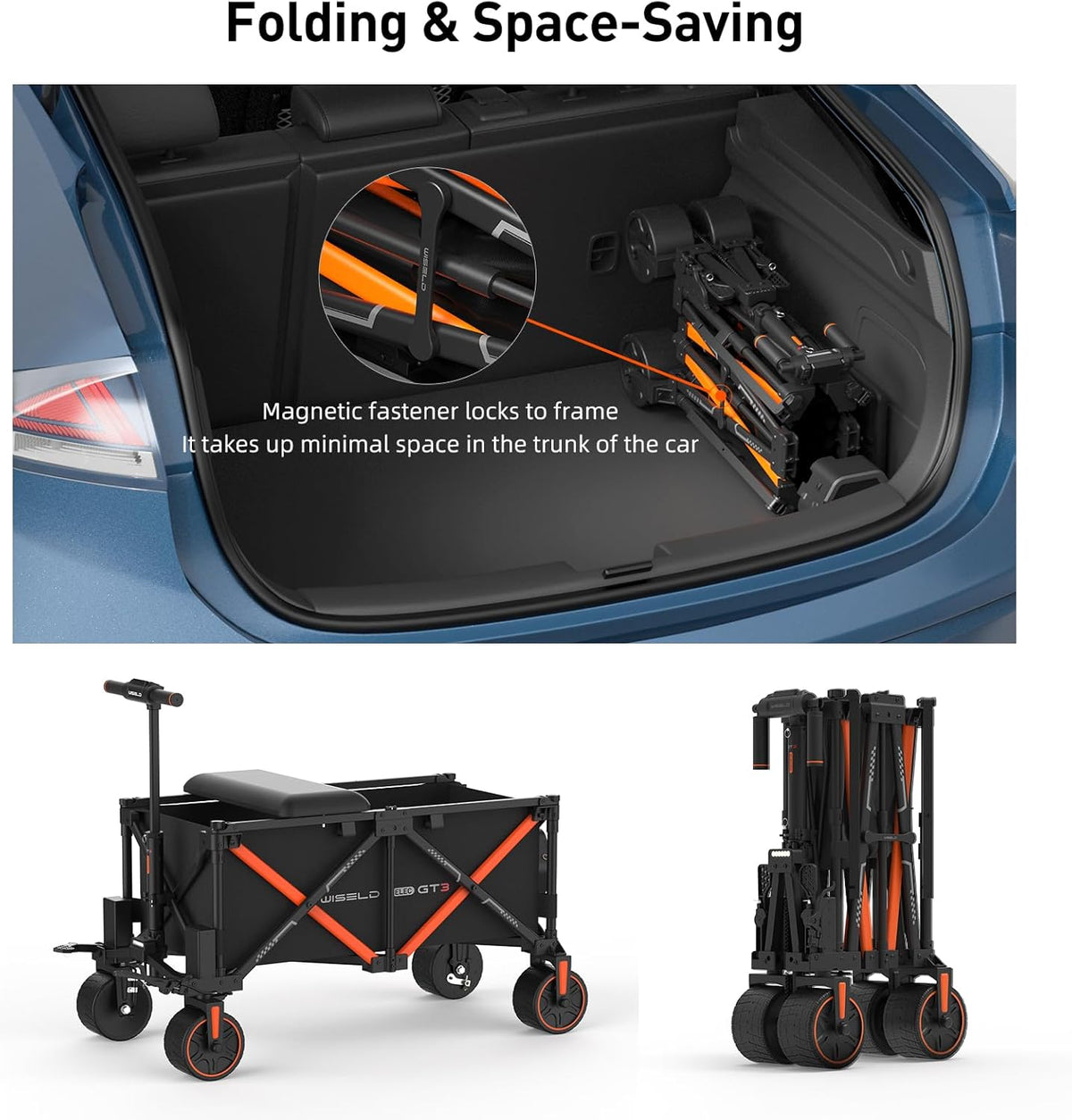 WISELD GT3 Electric Wagon Cart with 2 Seats, Dymanic Load 551LBS/Static 771LBS, All Terrain Wagon
