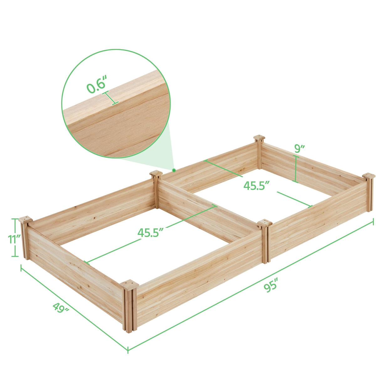 Yaheetech Wooden Raised Garden Bed Outdoor Planter Box, Wood