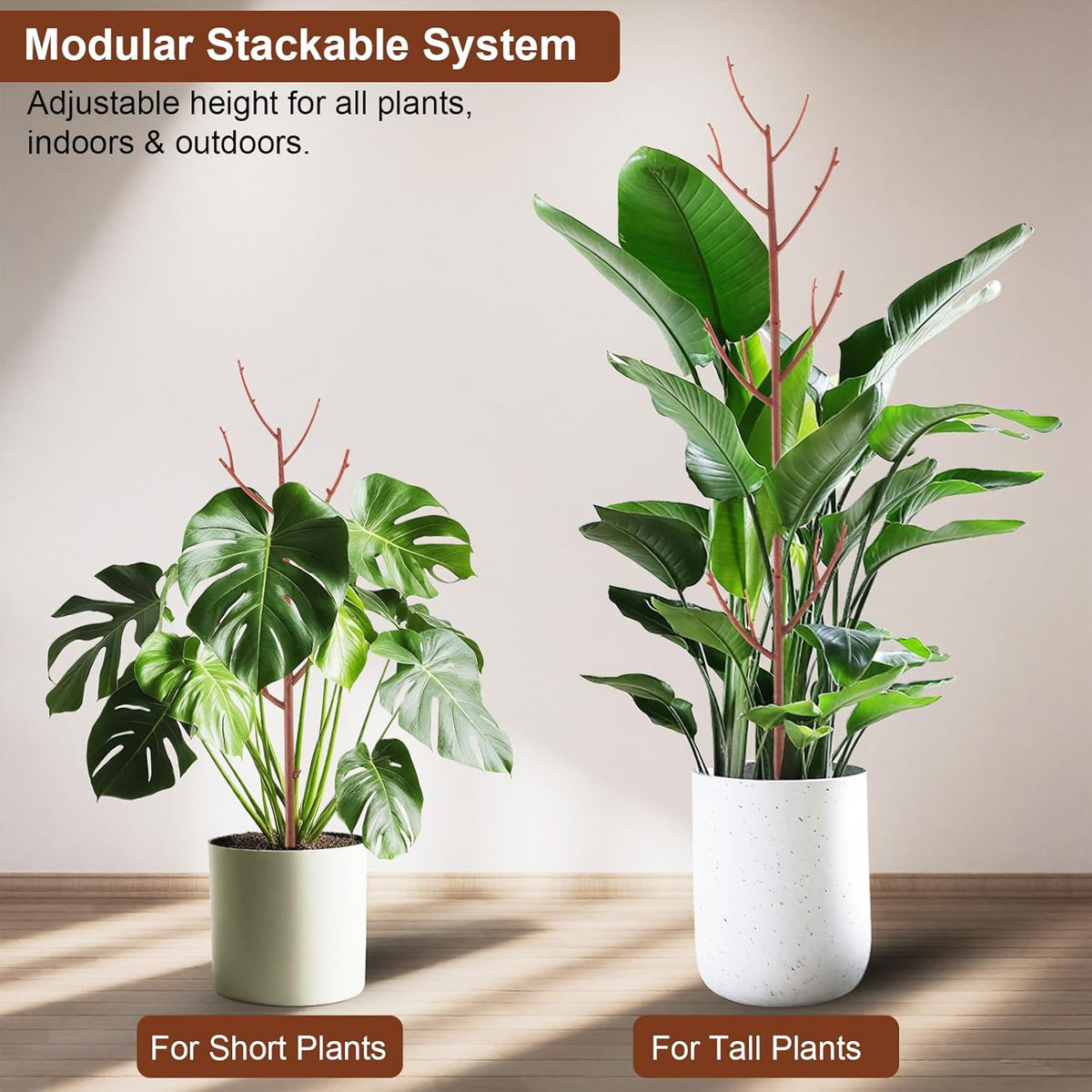 6 Pack Stackable Monstera Plant Support, Plant Stakes for Indoor and Outdoor Plants Use, Garden
