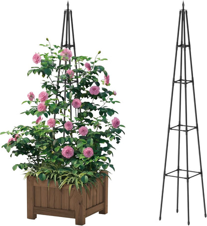 6FT Obelisk Trellis for Climbing Plants Outdoor, 16mm Rust-Proof Extra Thickened Plastic-Coated