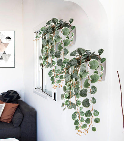 Briful Faux Hanging Plants Indoor 17'' Artificial String of Heart Plants with Semicircle Wall Mount