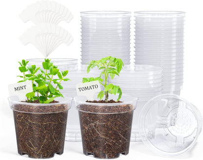homenote Clear Nursery Pots for Plants,4 Inch Plant Pot for Planting Plastic Seedling with Drainage