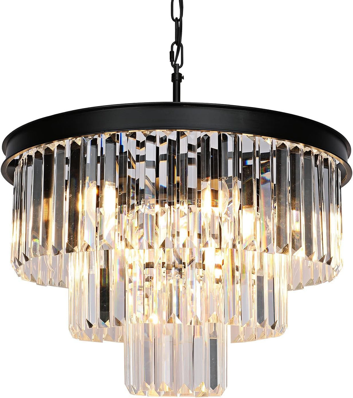 Crystal Chandeliers for Dining Room Lights Fixtures, 9 Lights Black Modern Chandeliers for Bedroom