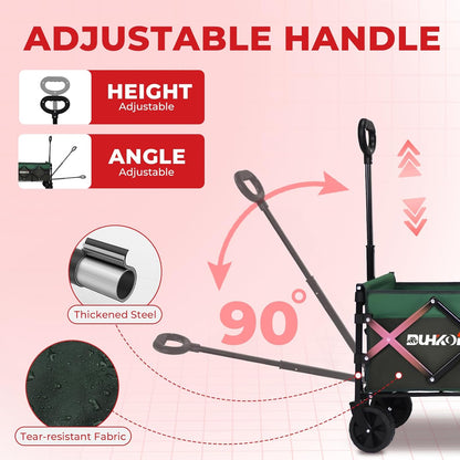 Collapsible Wagon Cart with Wheels Foldable,11 Lbs Lightweight Portable Folding Utility Wagon,90 L
