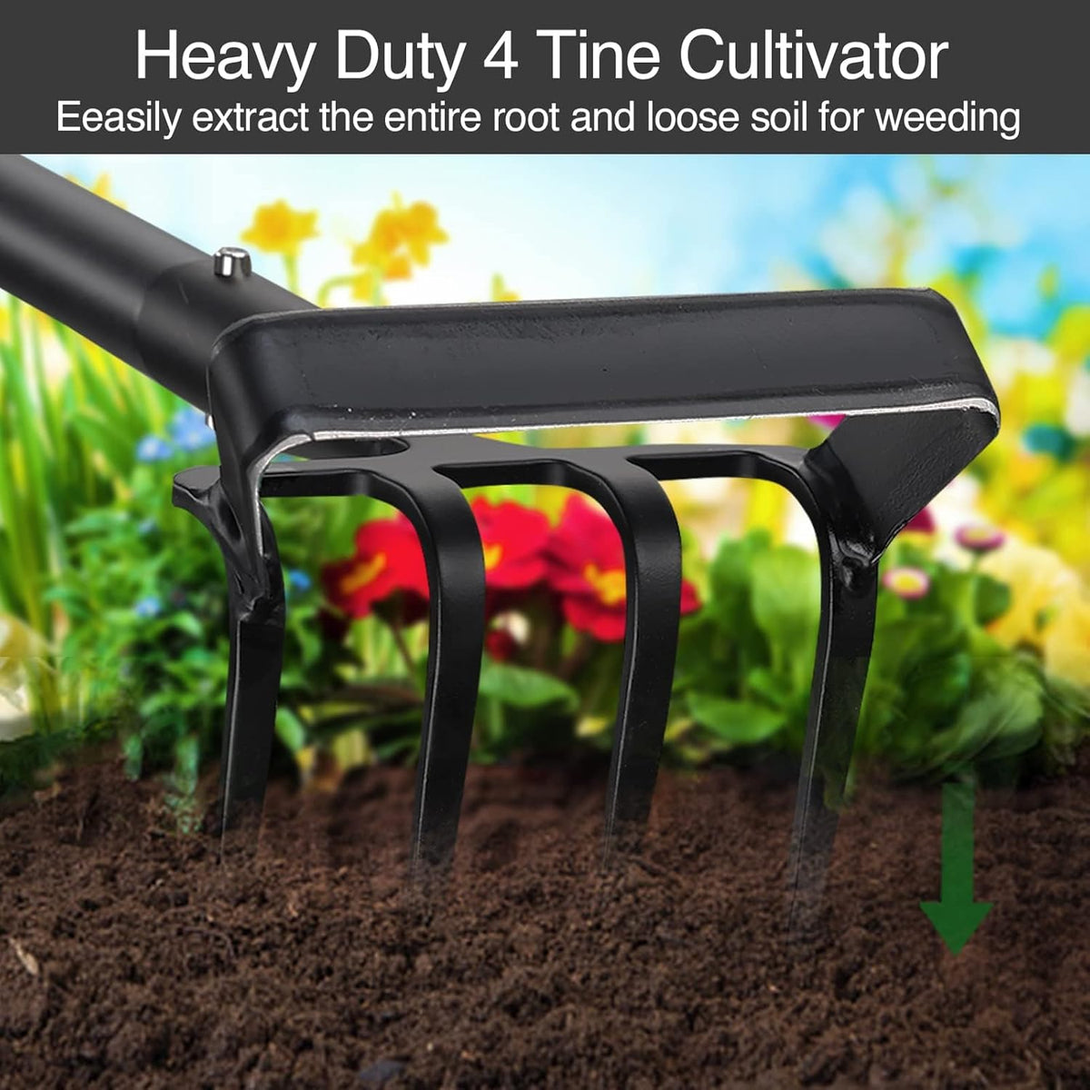 Stirrup Hoe and Cultivator Garden Tool Heavy Duty, Scuffle Loop Hula Action Hoe Weeding Gardening