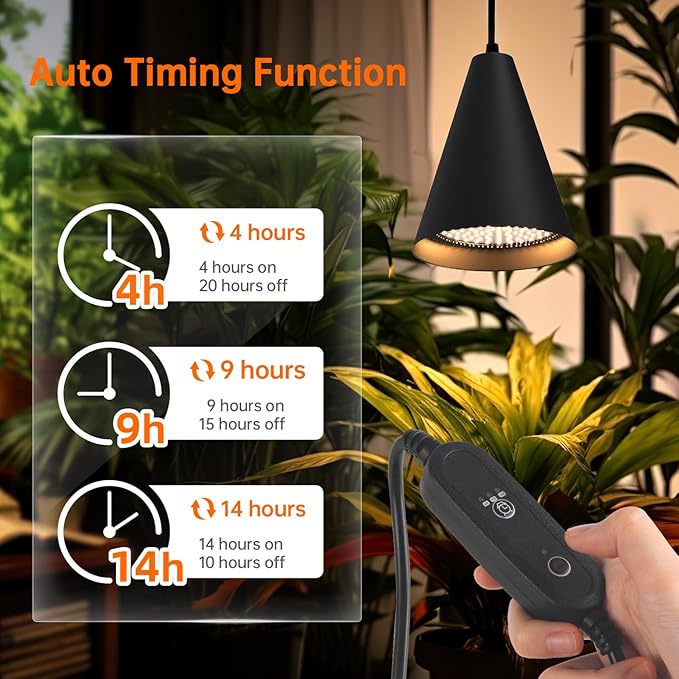 Bstrip 50W Double-Head Hanging Grow Lights for Indoor Plants, 3000K, Black LED Plant Light Bulbs