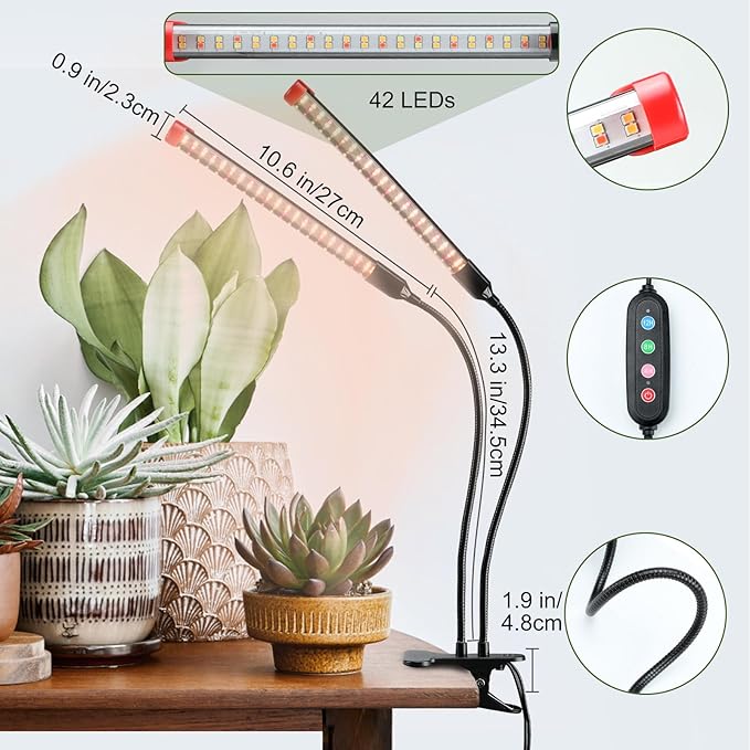 Gamechanger! 18W Power Home Plug, NOT 10W Adapter, FECiDA 2Head Clip Grow Lights for Seed Starting