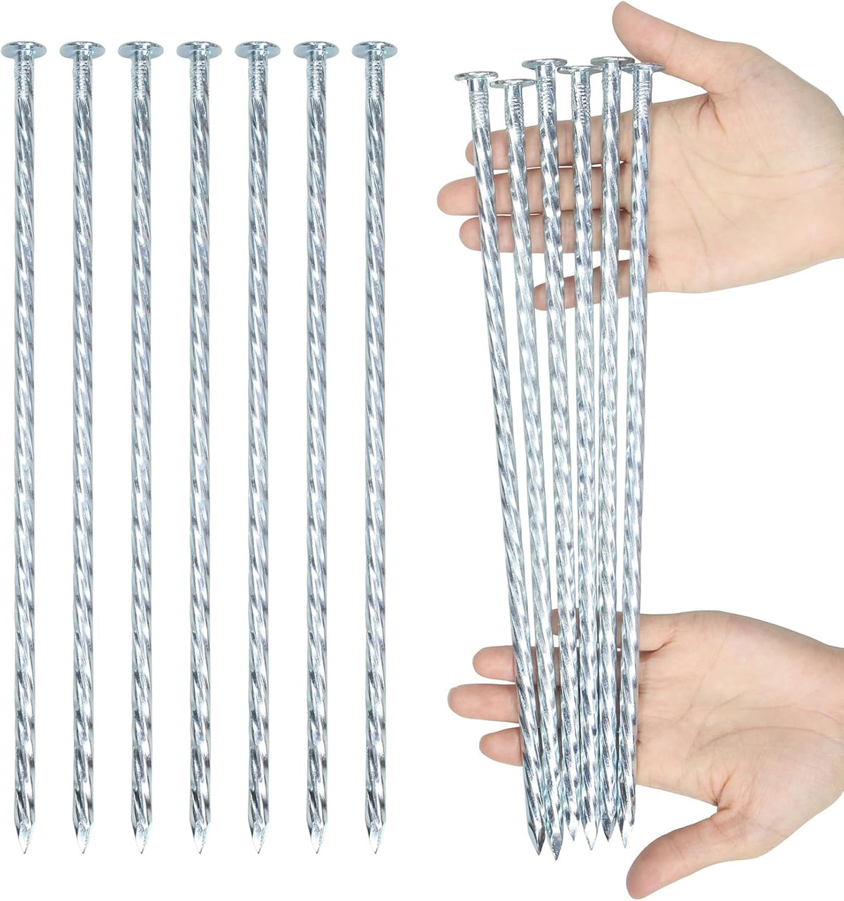 12-inch Artificial Turf Stakes Solid Galvanized Metal Spiral Landscape Edging Spikes for Outdoor