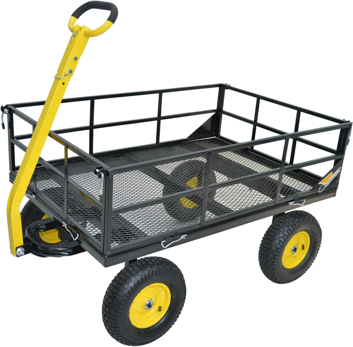 1200 lbs Steel Garden Cart, Heavy Duty Yard Utility Wagon with 10" Pneumatic Tires, Removable Mesh