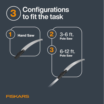Fiskars XtendControl Extendable Tree Pruner (12 ft), Adjustable Branch Trimmer with 15" X1 Saw, 3-6