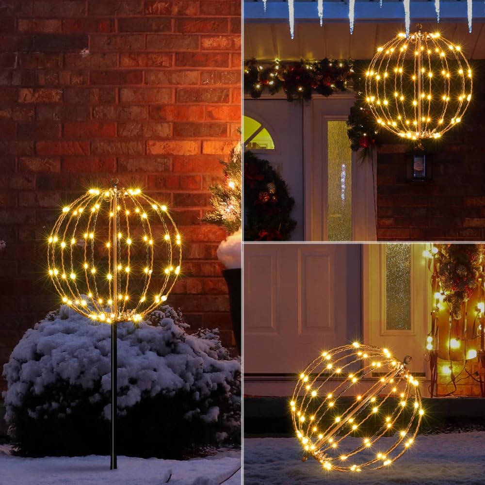 LIGHTSHARE 12IN 96LED Light Ball Light Garden Yard Decoration Pathway Lights Sphere Light with Fold